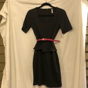 Dark Grey Dress with Hot Pink Belt. Size Medium